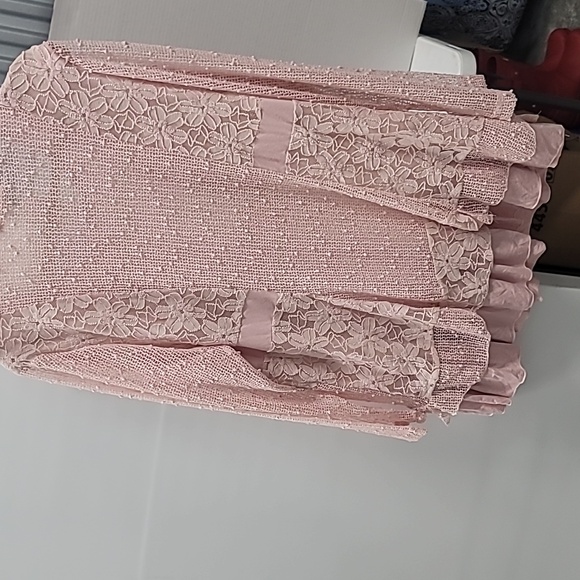 Indigo Soul Women's Lined Lace Layered Tunic 2XL Sequin Detail Long Sleeves Pink - Picture 4 of 10